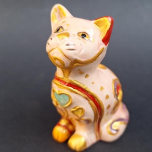 Vintage  ceramic multicolored cat  figurine