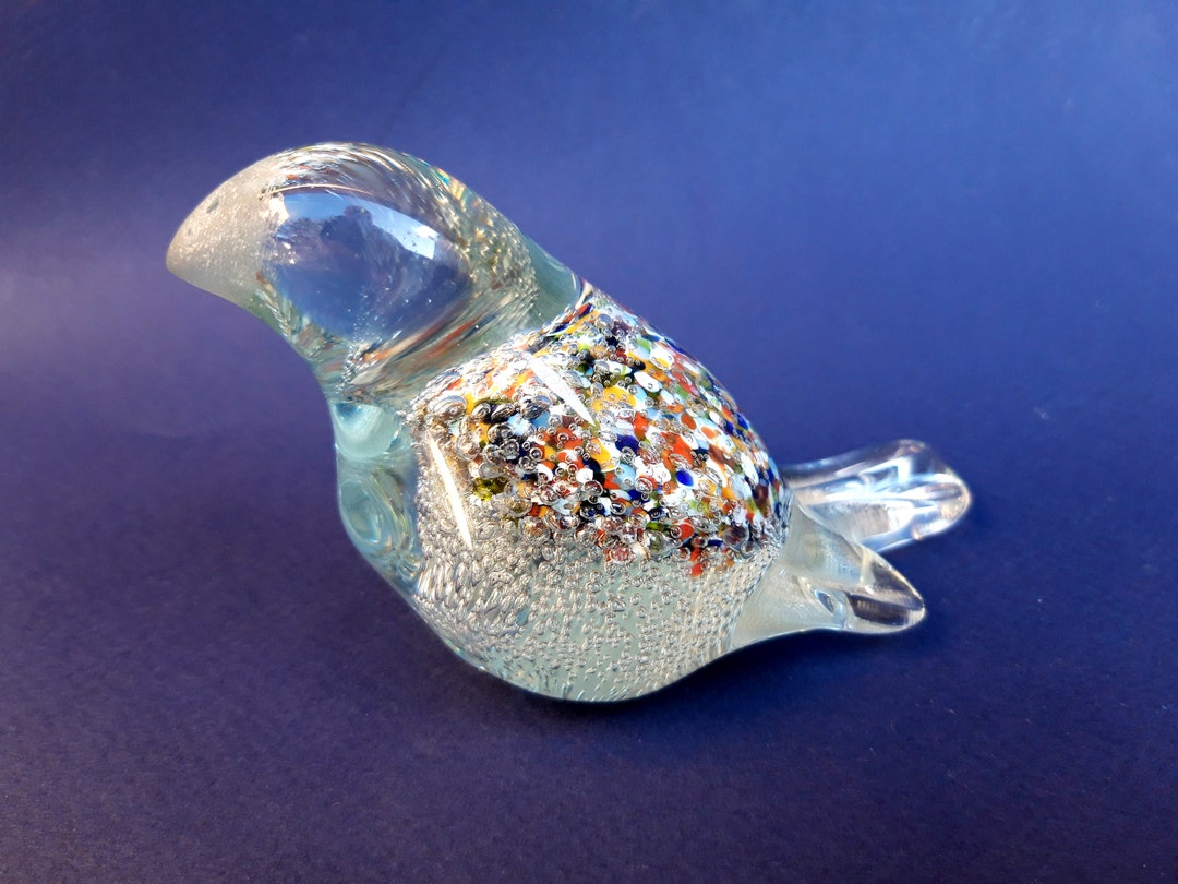 Vintage Glass Paperweight Bird Shaped Collectible Art Glass Etsy