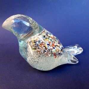 Vintage glass paperweight bird shaped Collectible Art Glass