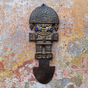 Tumi Solid Brass Wall Hanging Decor Peru Inca Tribal Ceremonial Knife Peruvian Mesoamerican