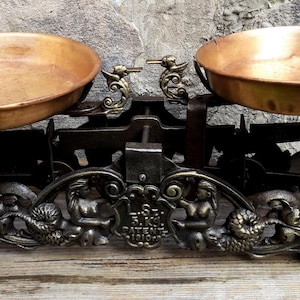 Antique Mermaid Cast Iron Balance Scale - 1925 Display Decor