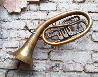 Vintage  Saxhorn Tenorhorn  Brass Wind Instruments Music room decor