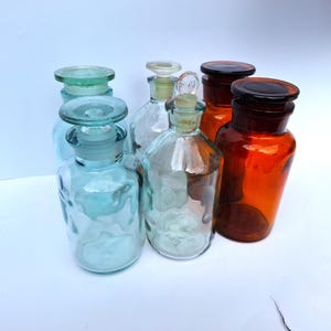 Set di 6 bottiglie da farmacia vintage da 250 ml, vetreria da laboratorio di chimica