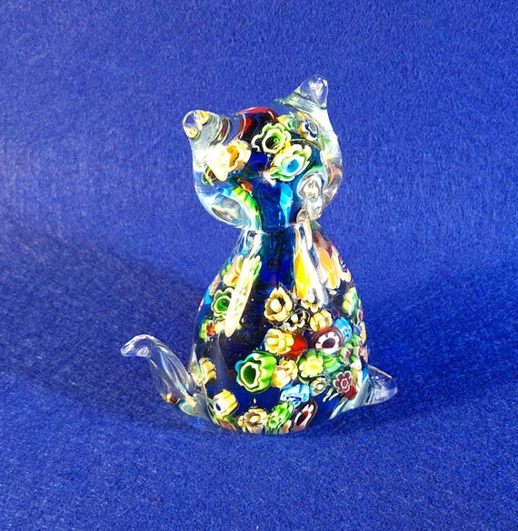 Murano Glass Cat Hand Blown Millefiori Art Glass Figurine - Etsy