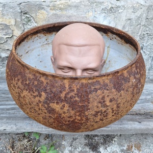 Cast iron Large Wide Primitive Pot Volume 15 L Vintage  cauldron planter