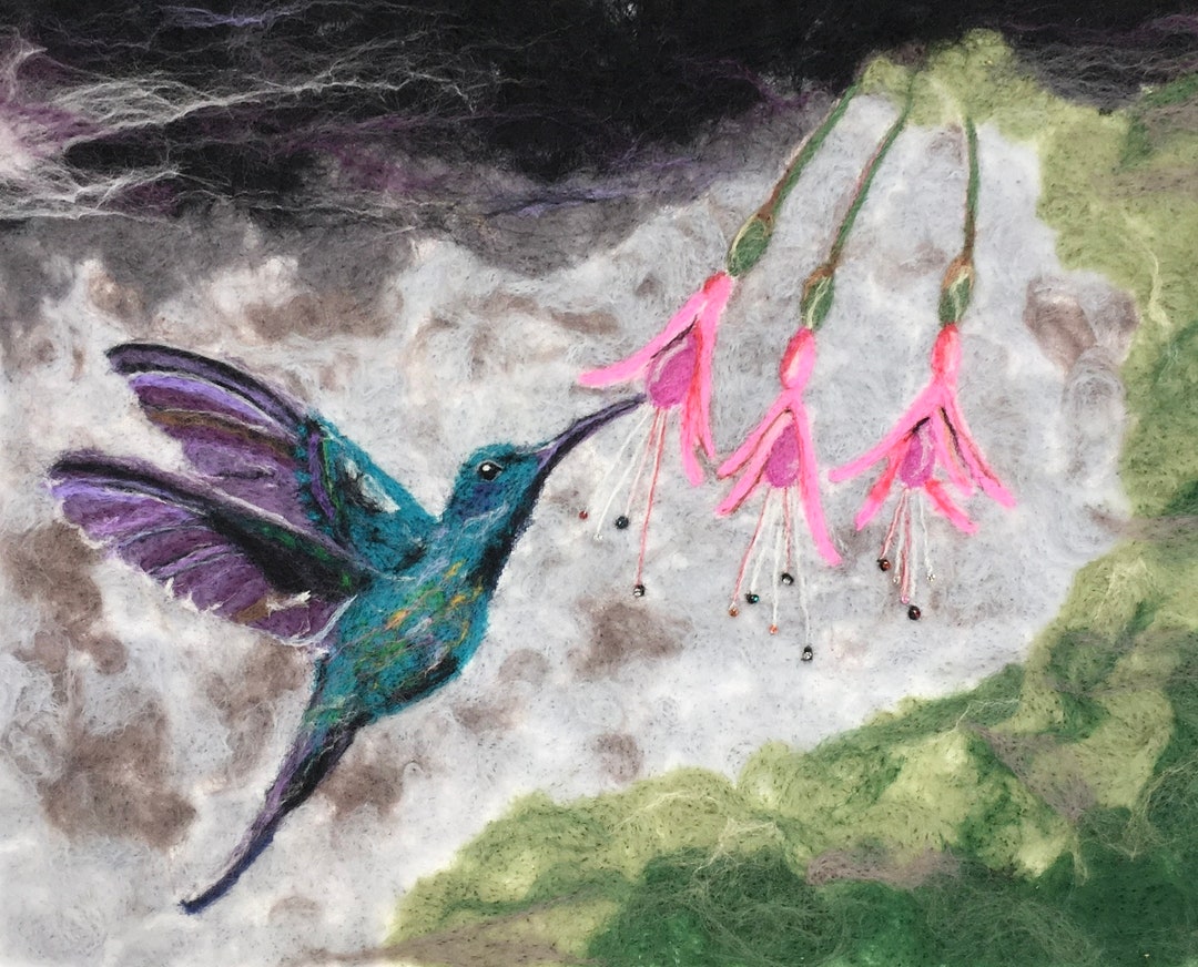 Hummingbird Needle Felted Picture Kit, Home Decor, Crafting, Etsy