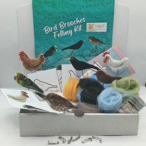 Needle felting,Bird Brooches kit, fashion, dress wear, easy crafts, wool, hobby, sewing image 1