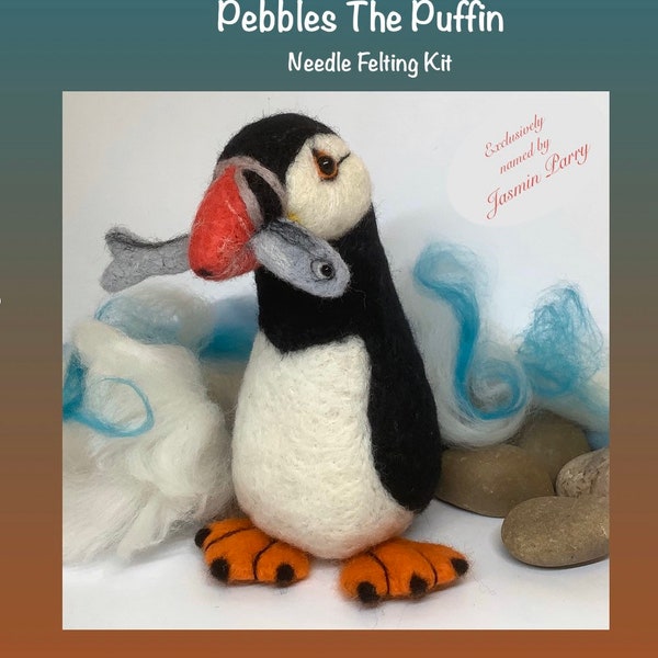 Needle Felting Kit Puffin. Pebbles the Puffin