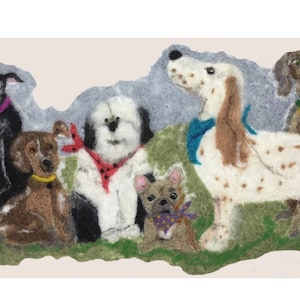 Needle felting, Canine Capers 2D Needle Felting Canvas, fabric panel, sewing, embroidery, tapestry
