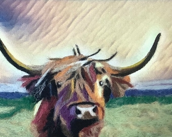 Felting kit, Highland Cow Felted Picture Kit, home decor, hobby, crafting, wools,