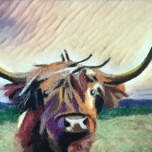 Felting kit, Highland Cow Felted Picture Kit, home decor, hobby, crafting, wools,