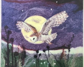 2D Pre Printed Felting Canvas Barn Owl
