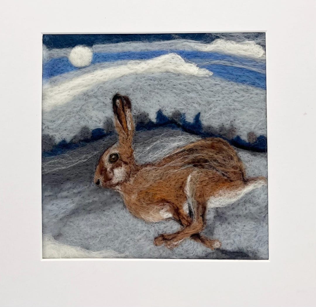 Running Hare Needle Felted Picture Kit - Etsy UK