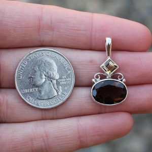 Pre-Owned Sterling Silver 925 Smoky Quartz & Citrine Pendant 3.2g