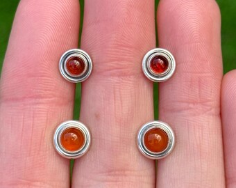 Sterling Silver 925 Amber Stud Earrings - Pre-Owned