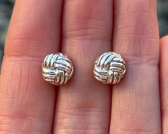 Sterlingzilveren 925 geweven knoop oorknopjes - tweedehands (6,2 g)