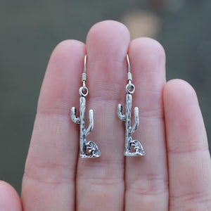 Pre-Owned Sterling Silver 925 Cactus Dangle Earrings 2.7g