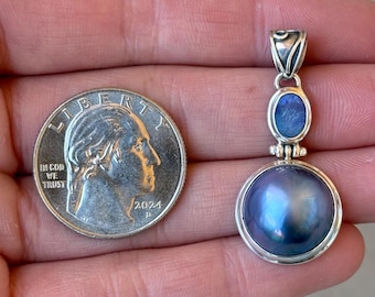 Sterling Silver 925 Handmade Articulating Opal & Genuine Pearl Pendant - Pre-Owned (4.3g)