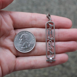 Pre-Owned Sterling Silver Open Egyptian Hieroglyphics Cartouche Pendant 3.4g
