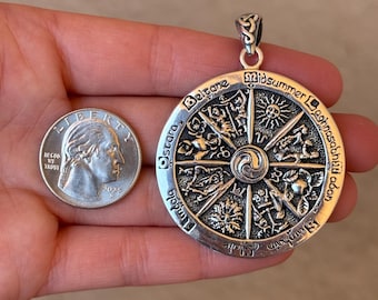 Sterling Silver 925 Wiccan/Pagan Wheel of the Year Pendant - Pre-Owned (25.6g)