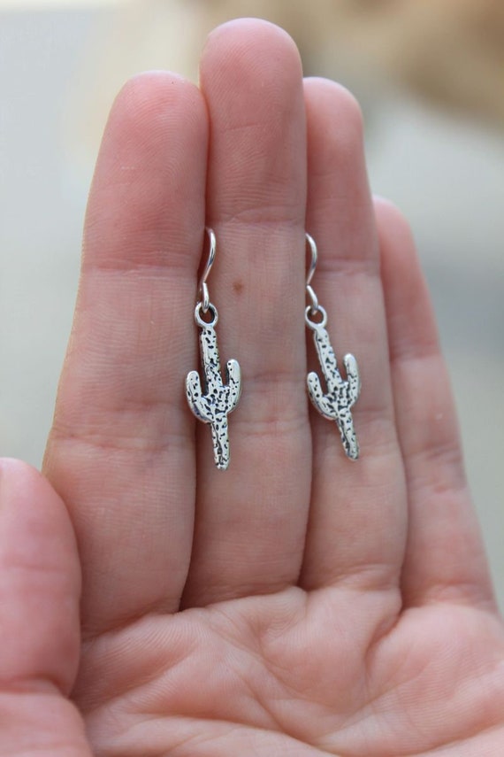 Pre-Owned Sterling Silver Cactus Dangle Earrings - image 3