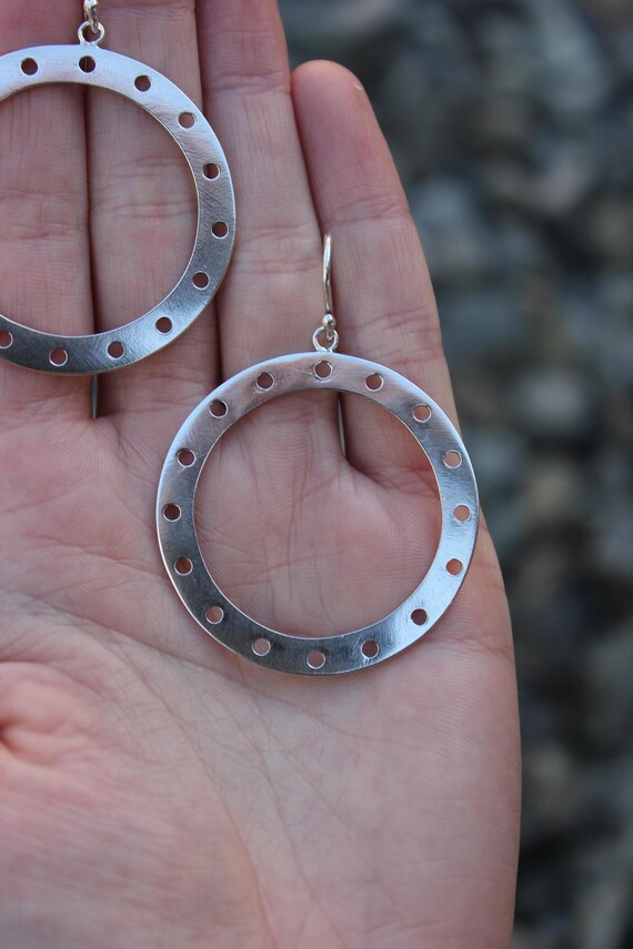 Sterling Silver 925 Large Statement Circle Modern… - image 5