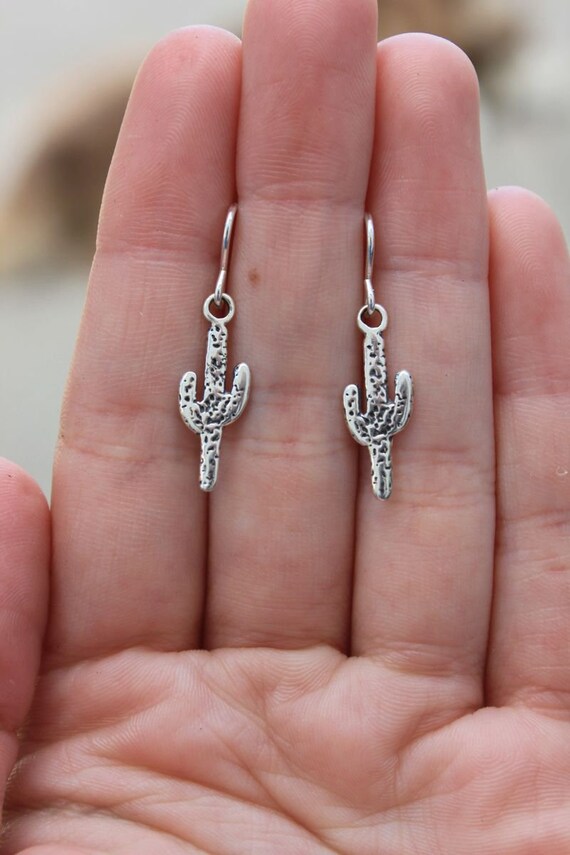 Pre-Owned Sterling Silver Cactus Dangle Earrings - image 1