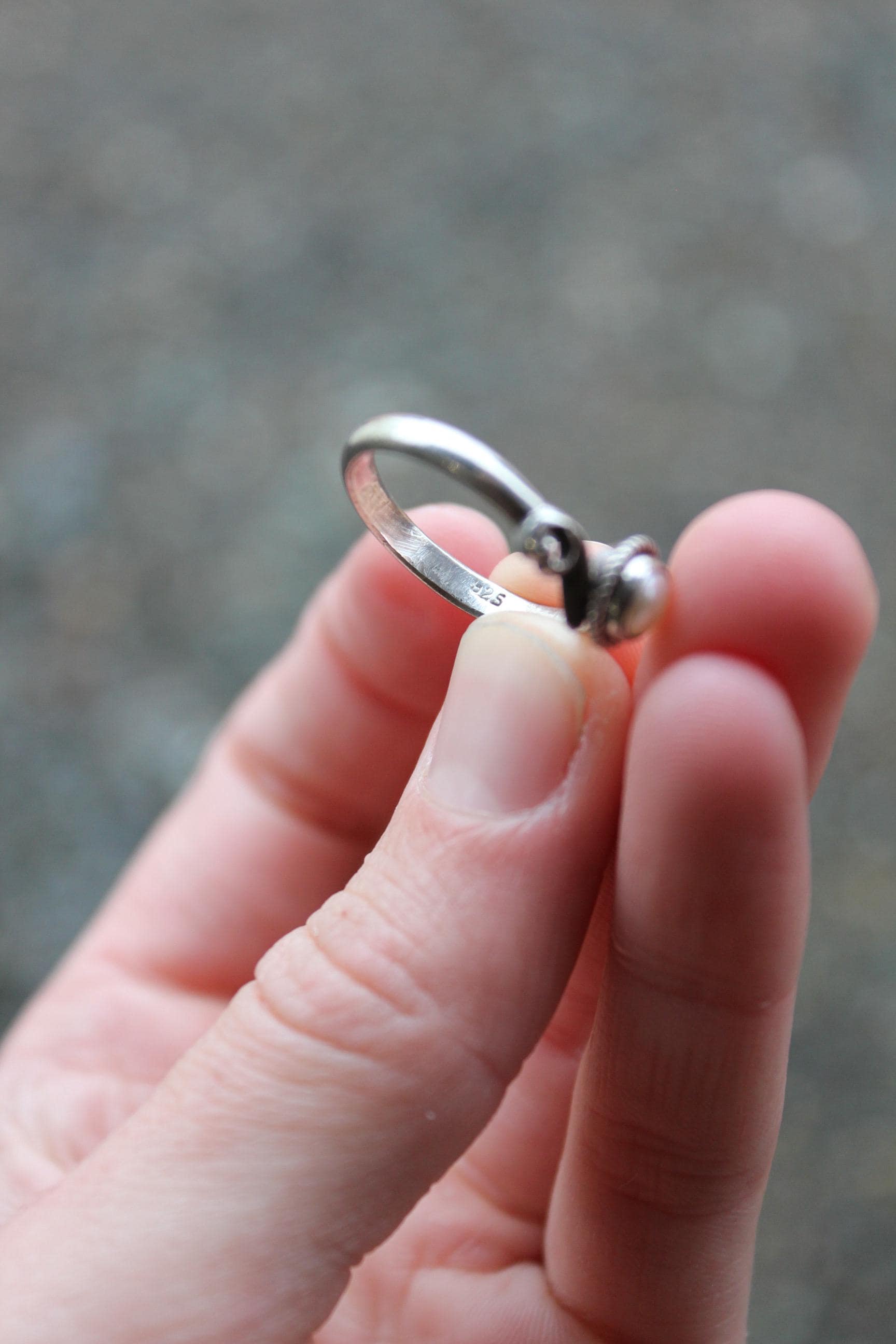 Sterling Silver 925 Size 7.75 Handmade Genuine Pearl Ring - Pre