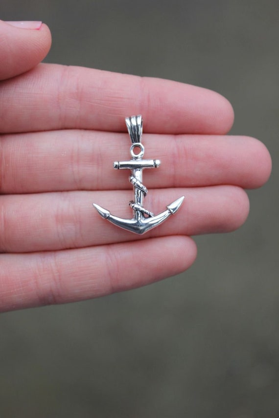 Pre-Owned Sterling Silver Anchor Pendant 4.2g - image 2