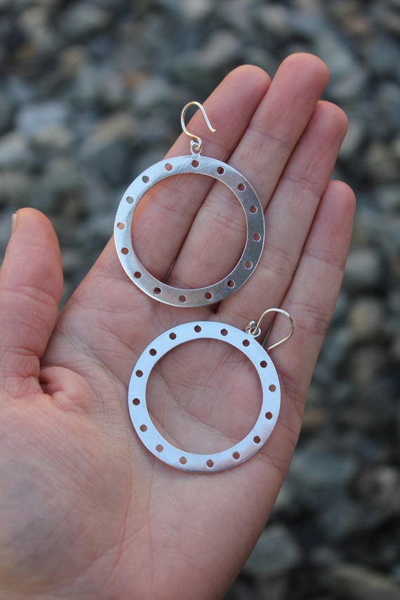 Sterling Silver 925 Large Statement Circle Modern… - image 8