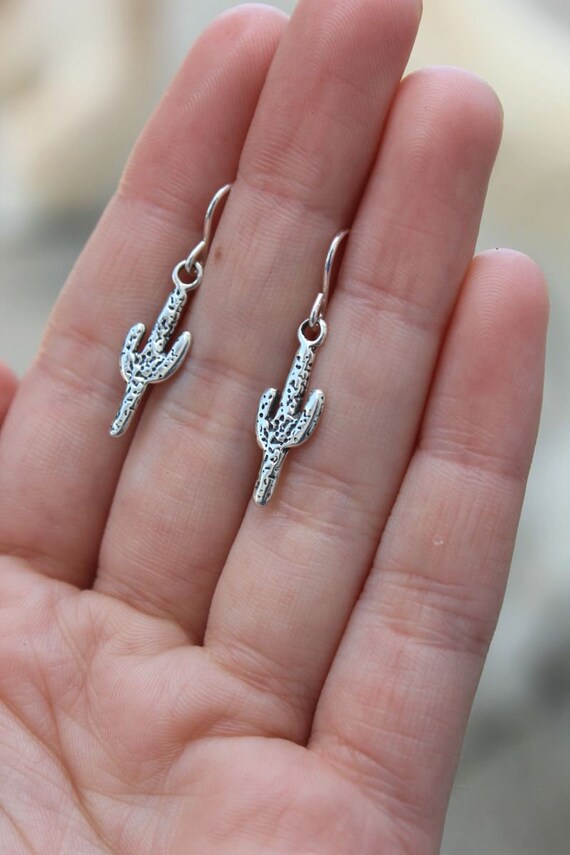 Pre-Owned Sterling Silver Cactus Dangle Earrings - image 2