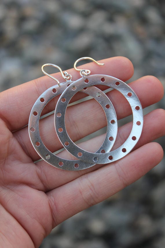 Sterling Silver 925 Large Statement Circle Modern… - image 10