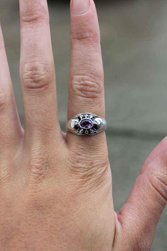 Pre-Owned Sterling Silver Amethyst Ring