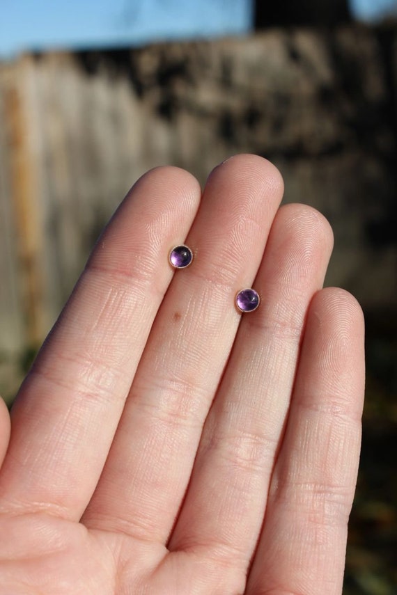 Sterling Silver Amethyst Stud Earrings