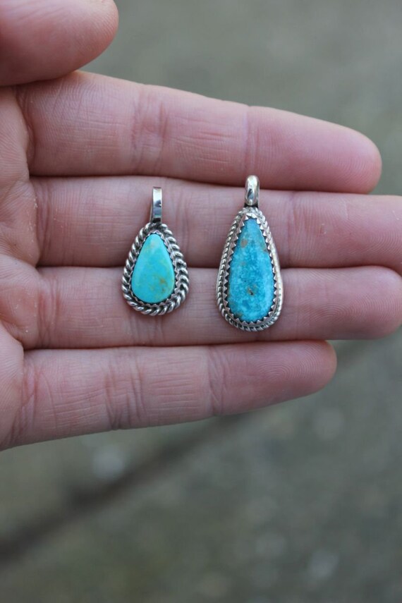 Pre-Owned Sterling Silver Handmade Turquoise Tear… - image 2