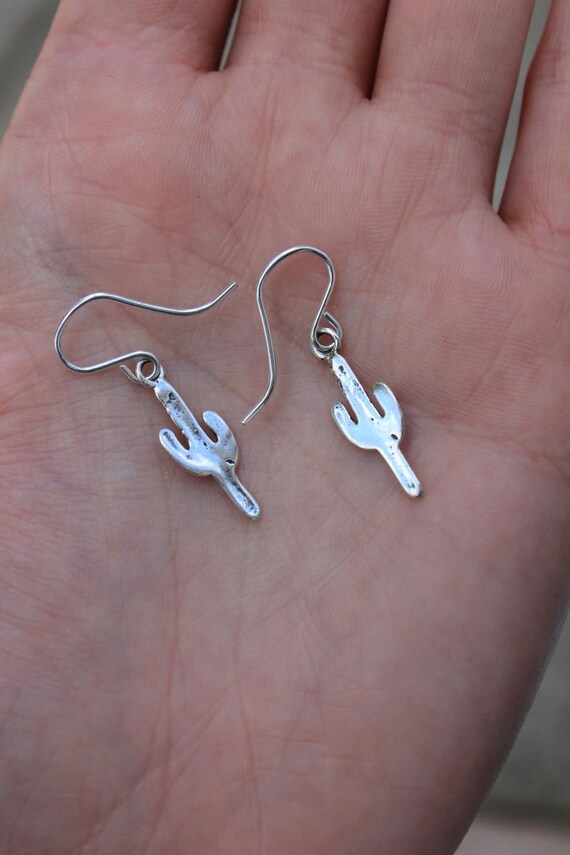 Pre-Owned Sterling Silver Cactus Dangle Earrings - image 4