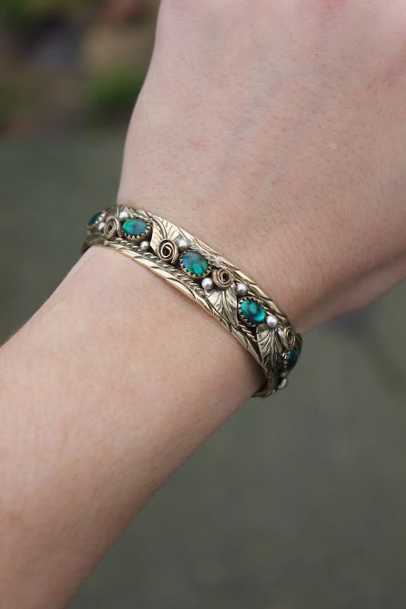 Incredible Vintage Native American Navajo Sterling Silver 12kgf Two-tone Band Ring Incredible Vintage Native American Navajo Sterling Silver 12kgf Two-tone Band Ring
