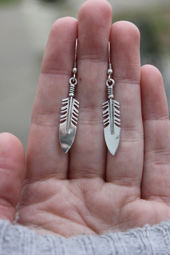 Pre-Owned Sterling Silver Feather Earrings