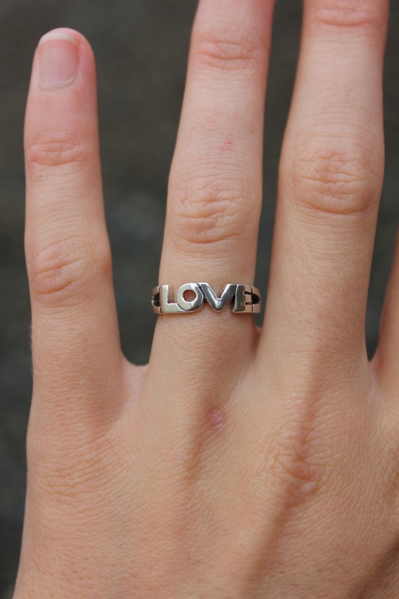 Sterling Silver Size 4.5 "Love" Ring - Pre-Owned (2.3g)