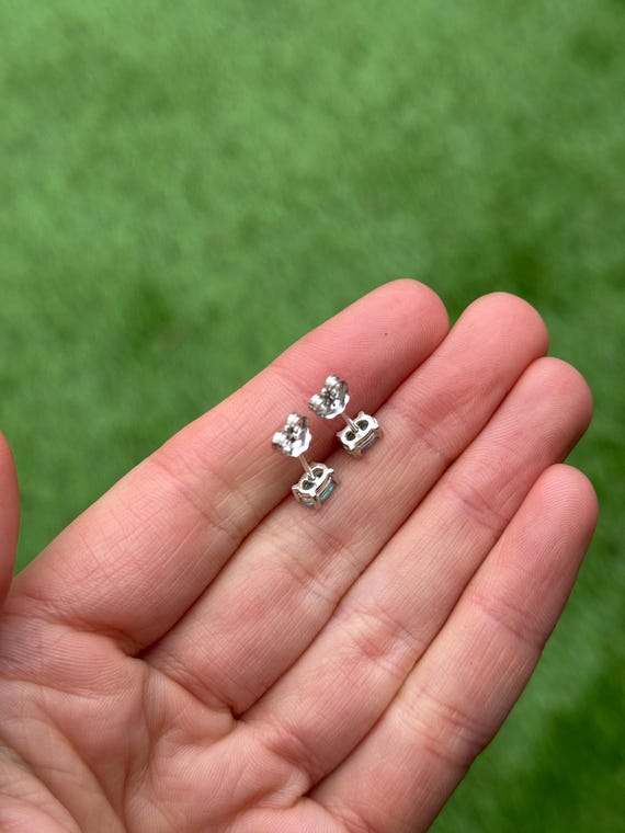 Sterling Silver 925 Simple Opal Stud Earrings - P… - image 7