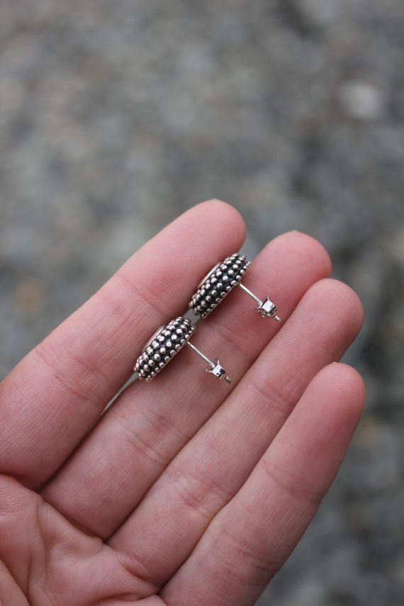 Sterling Silver 925 Garnet Statement Stud Earring… - image 6