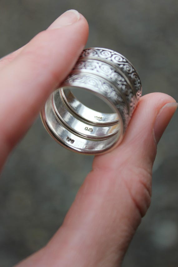 Anillos de plata de ley 925 con filigrana en espiral de varios