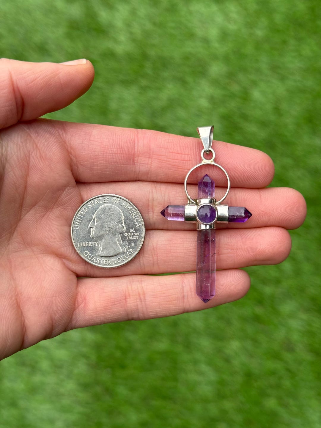 Sterling Silver 925 TAXCO Mexican Handmade Amethyst Cross Pendant - Pre ...
