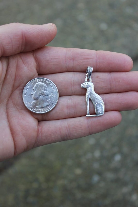Pre-Owned Sterling Silver Egyptian Bastet Cat Pend