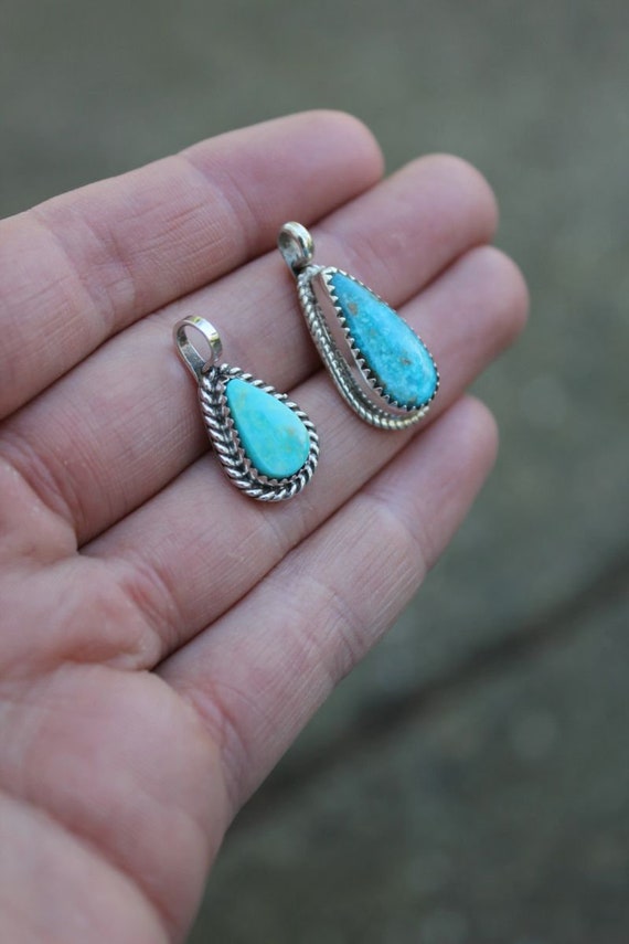 Pre-Owned Sterling Silver Handmade Turquoise Tear… - image 3