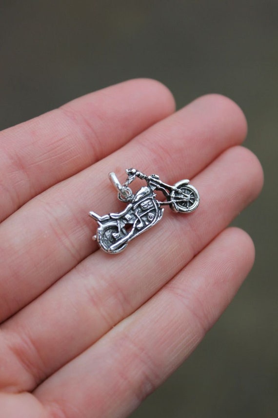 Sterling Silver 925 Chopper Motorcycle Charm Pendant - Pre-owned 