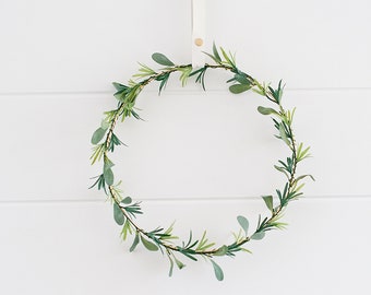 Modern Laurel Greens Wreath|hoop wreath|greenery wreath|wedding decor|nursery decor|farm house decor|milestone marker|monthly marker|newborn