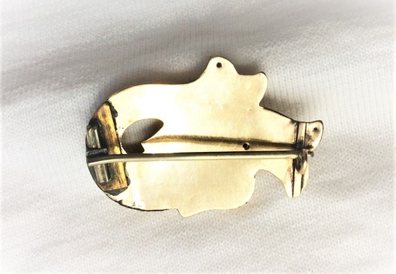 Vintage 14k Yellow Gold Repousse Brooch Pin Belt … - image 5