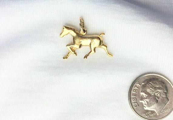 Vintage 14k Yellow Gold Horse Charm or Pendant He… - image 7