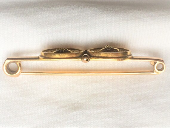 Estate 9ct 9k HEAVY Yellow Gold Vintage Bar Brooc… - image 7